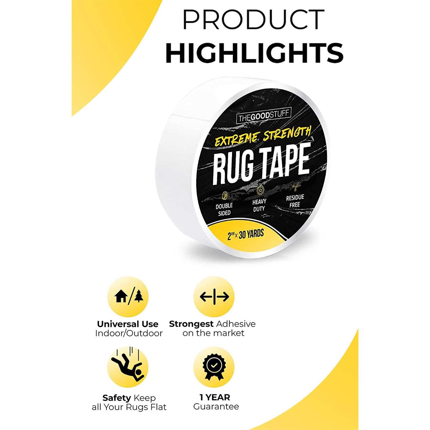 The Good Stuff Double Sided Rug Tape Secure Area Rugs to Carpets, Laminate, and Hardwood Floors, Easy to Remove and Restick Without - Image 5