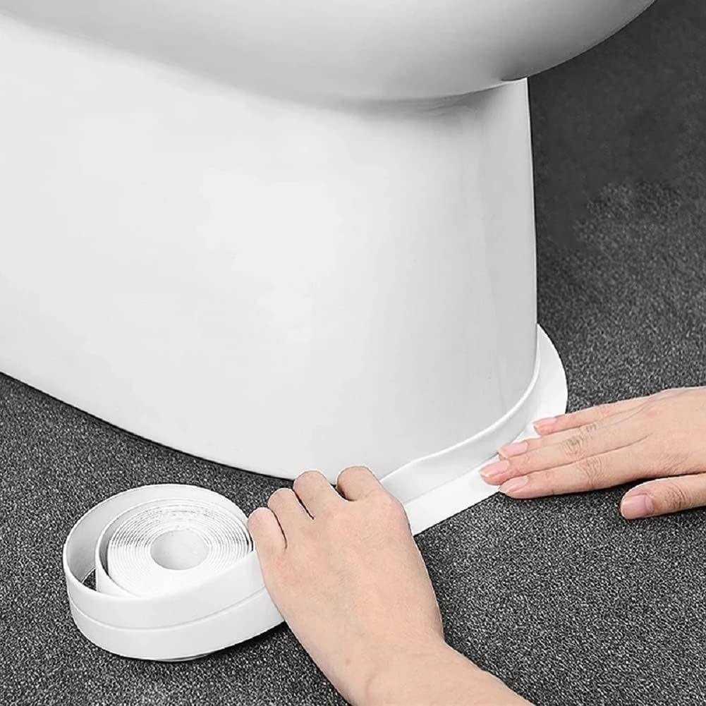 Rydowenna Sealing Caulk Tape Strip,126in*1.5in PVC Self-Adhesive Caulking Tape Waterproof Shower Sink Bath Edge Wall Sticker for Kitchen Bathtub