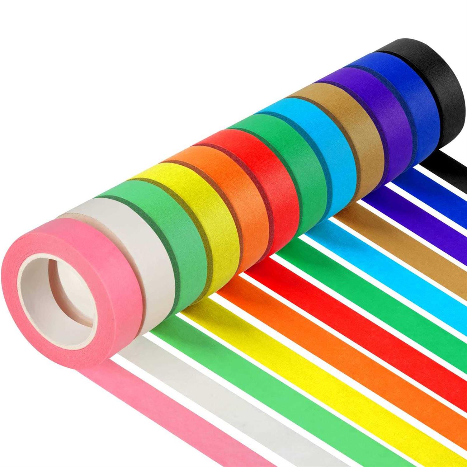 Guirnd 12PCS Colored Masking Tape Kids Art Supplies Colored Tape DIY Craft Tape