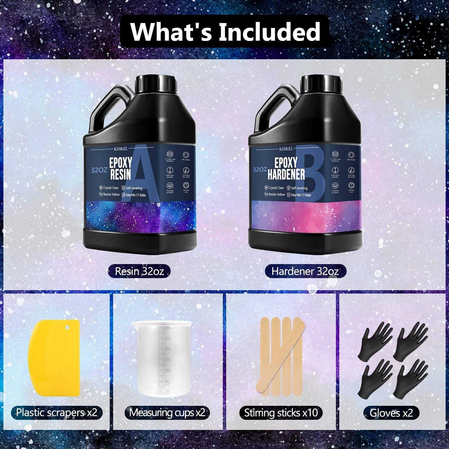 KISREL Epoxy Resin 64OZ Crystal Clear Epoxy Resin Kit No Yellowing No Bubble Art Resin Casting Resin for Art Crafts - Image 3