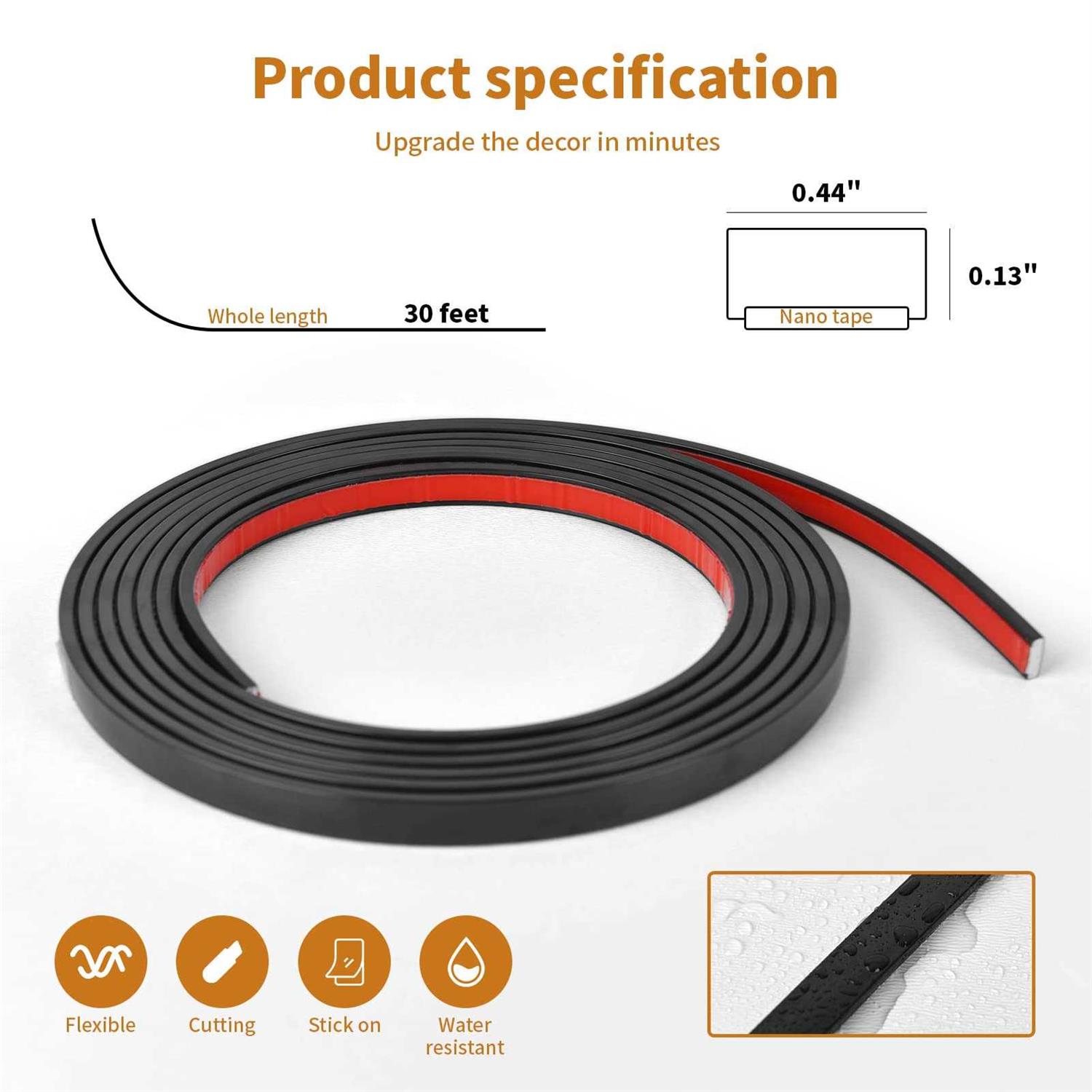 Wowstar 10 Ft Peel and Stick Trim, Molding Trim for Walls, Edges, Borders, Window Frames, Backsplash Tiles, Flexible and Self Adhesive Trim - Image 3