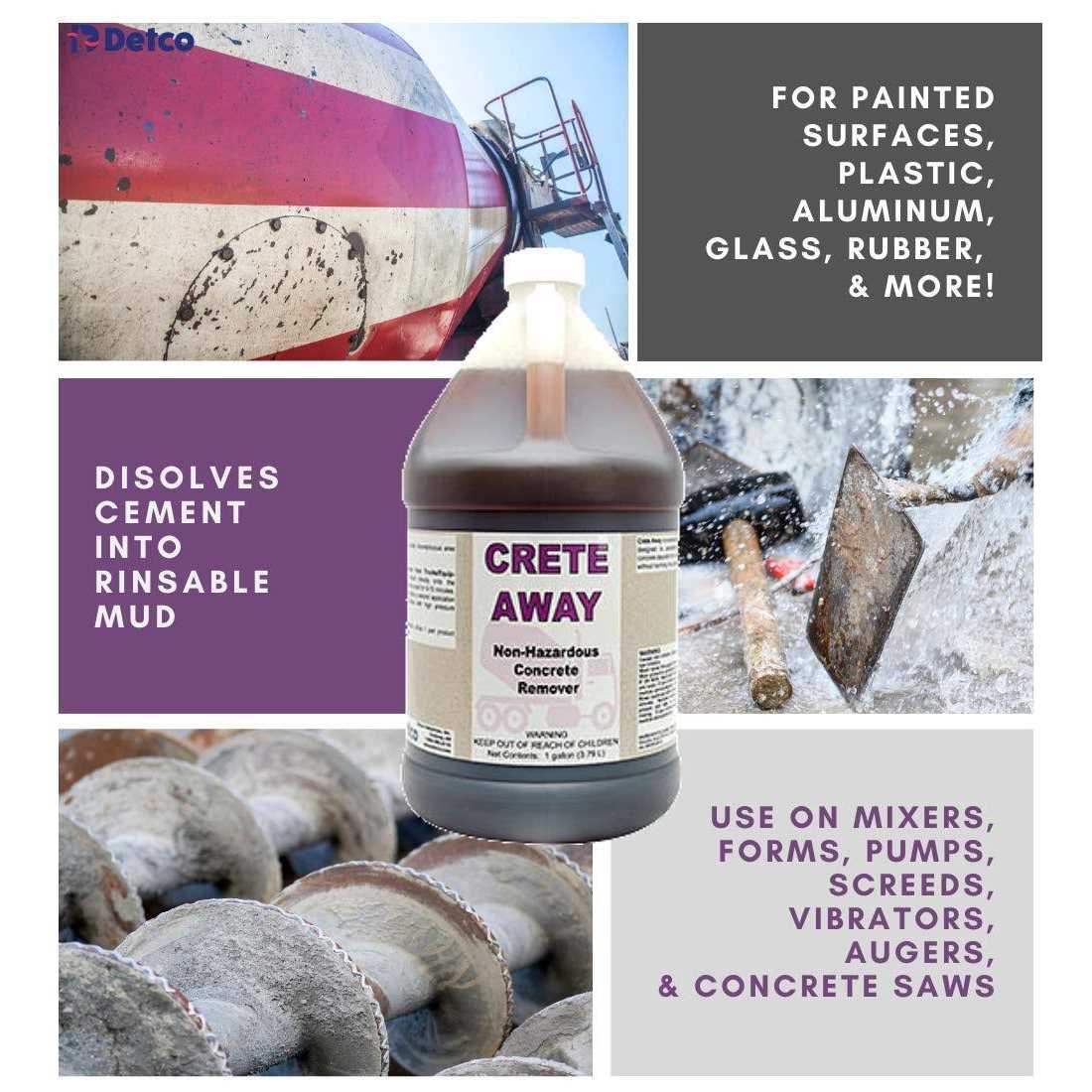 Detco Crete Away Concrete Remover from Trucks, Mixers and Construction Equipment Mortar Grout and Stucco - Image 4