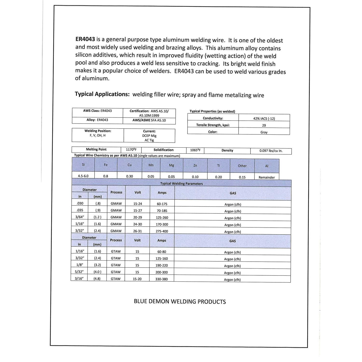 Blue Demon ER4043 X 36 X general purpose Aluminum TIG welding Rod - Image 5