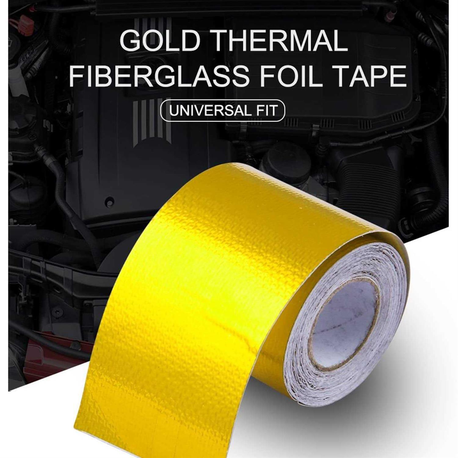 Sporacingrts 2 Gold Adhesive Backed Heat Barrier Tape Heat Shield Reflective Tape Wrap Roll,Compatible with Car Intake Pipe - Image 2