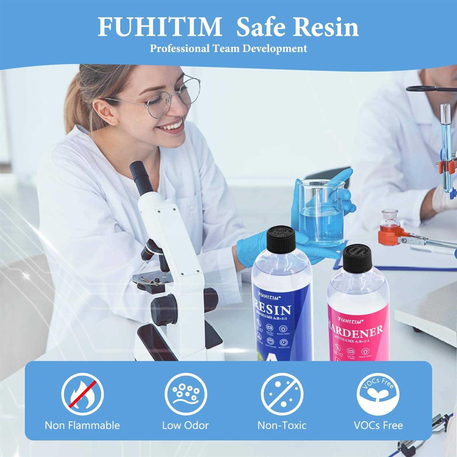 FUHITIM Epoxy Resin 34OZ Epoxy Resin Kit Crystal Clear Epoxy Resin Kit - Image 3