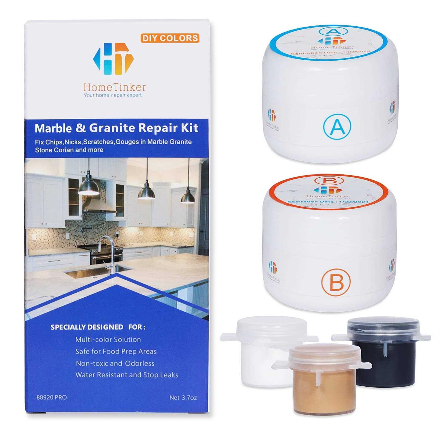 HT Hometinker Quartz Countertop Repair Kit & Granite Repair Kit Marble Repair Kit Granite Epoxy for Marble Granite Porcelain Quartz - Image 5