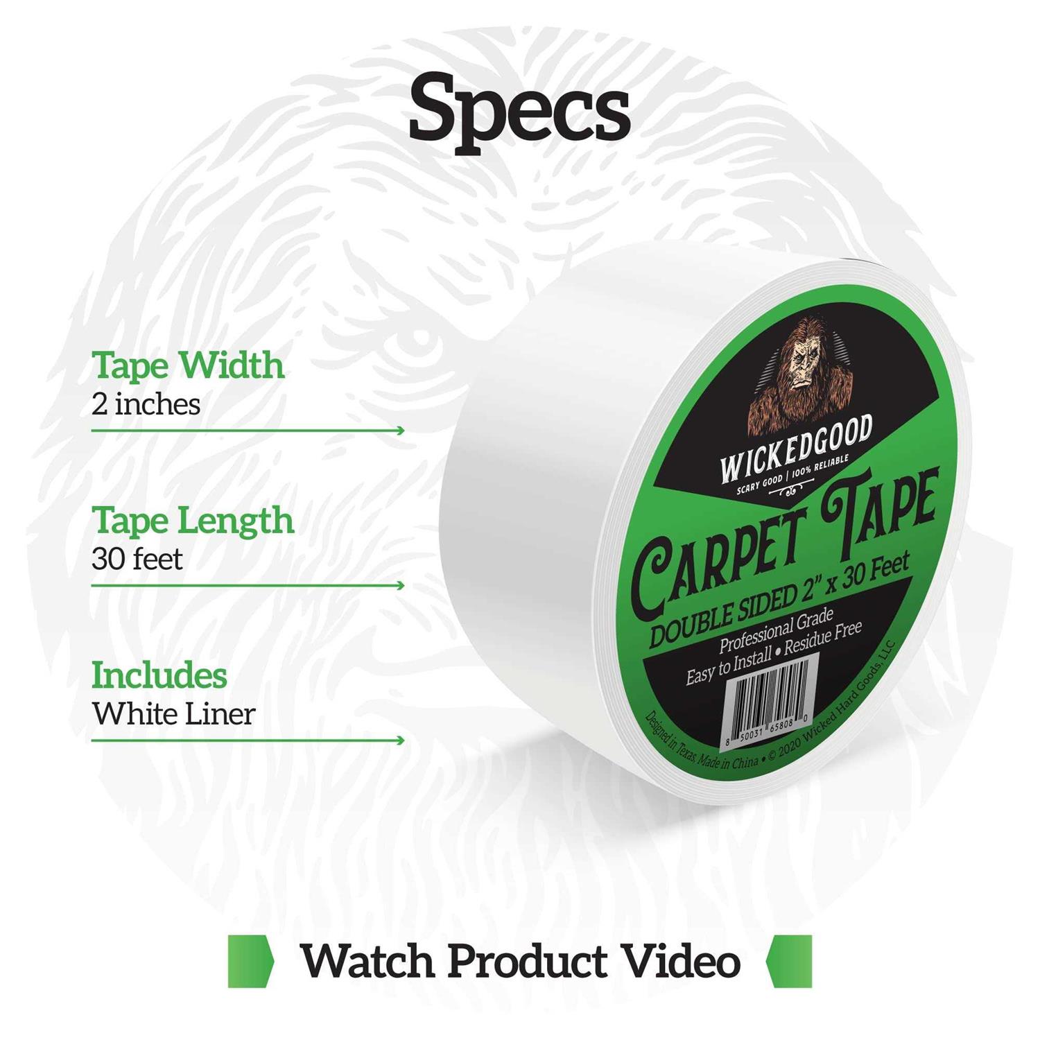 WickedGood Carpet Tape with Liner Double Sided Multi-Purpose Rug Tape - Image 3