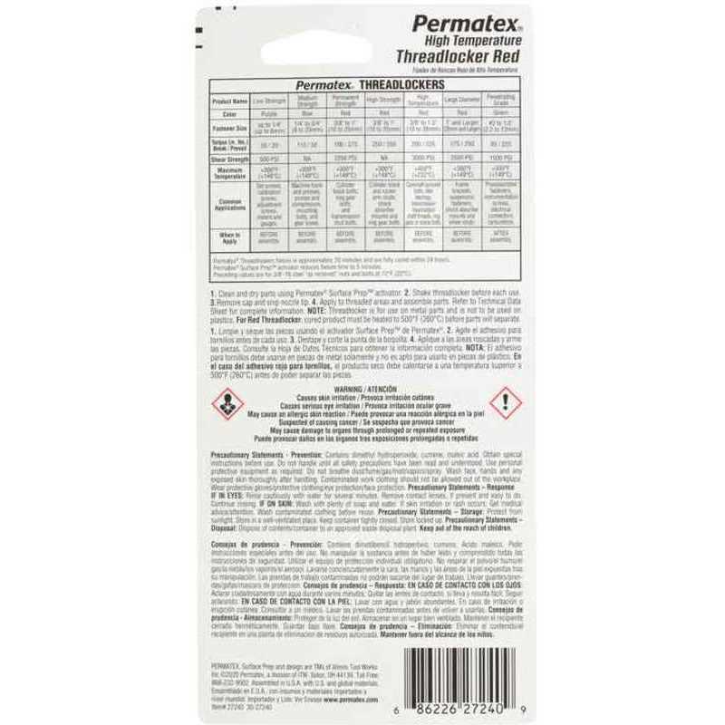 Permatex 27240 Hi-Temperature Red Threadlocker - Image 5