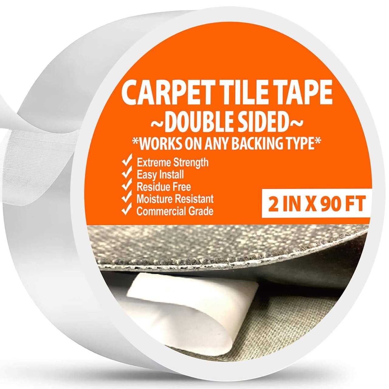 All Flooring Now Double Sided Tape Heavy Duty Carpet Tape 2in x 90ft for Carpet tiles
