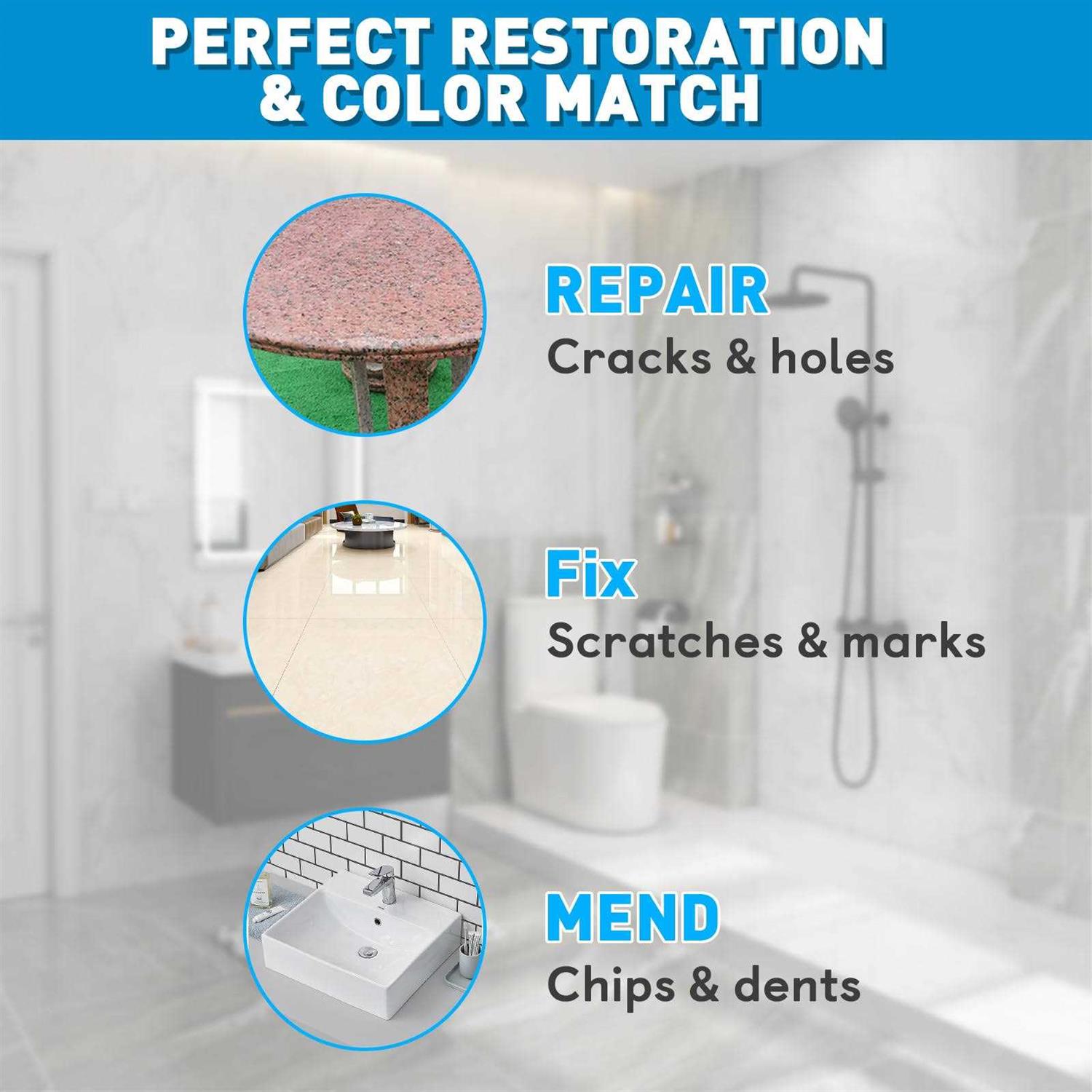 Qovvey Tile and Granite Repair Kit Marble Porcelain Quartz Countertop Paint Repair Kit - Image 2