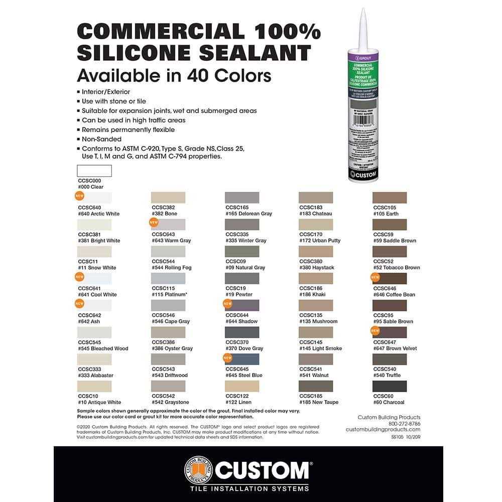 Custom Building Products Commercial #000 Clear 10.1 oz. Silicone Caulk - Image 5
