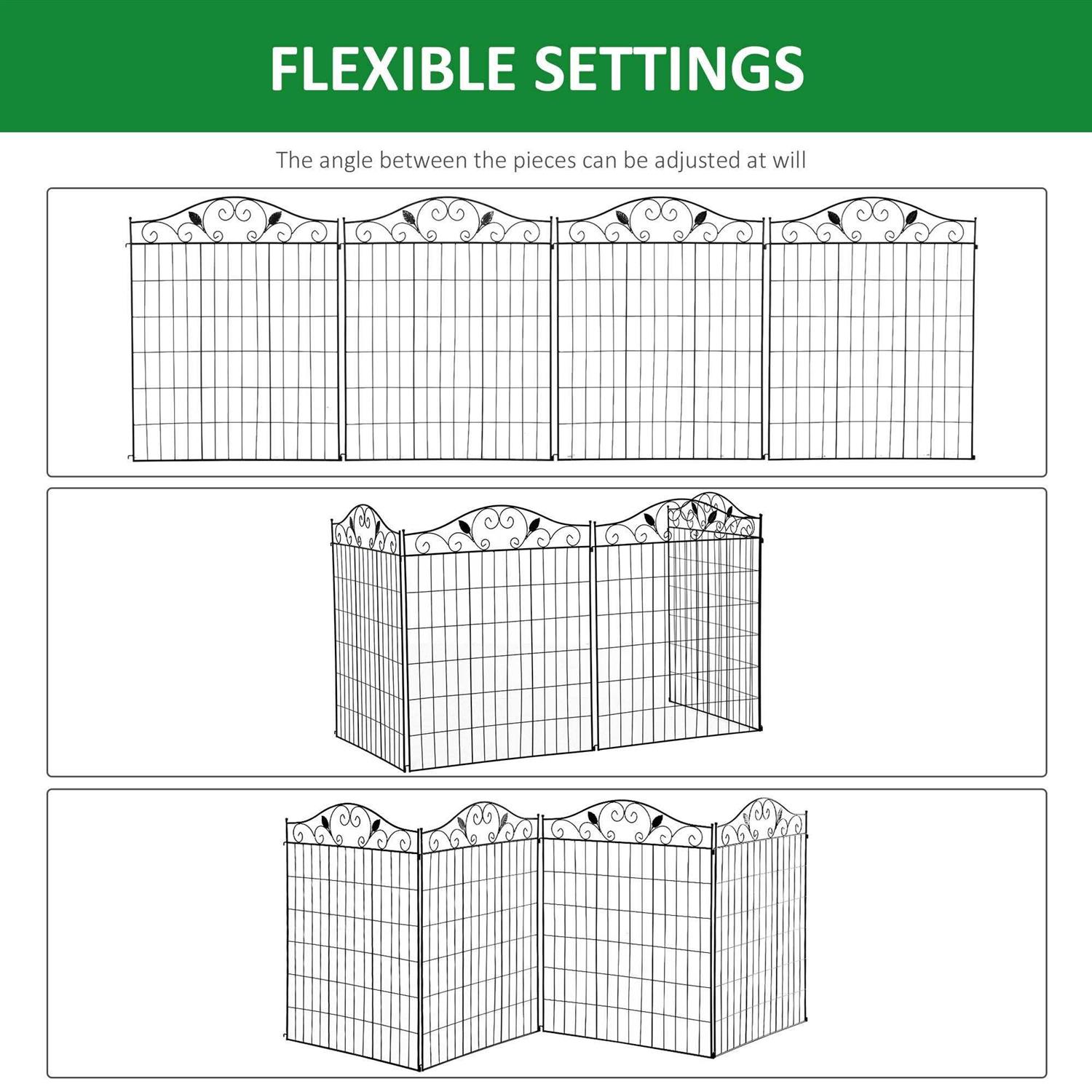 Outsunny Garden Decorative Fence 4 Panels 44in x 12ft Steel Border Edging for Landscaping - Image 4