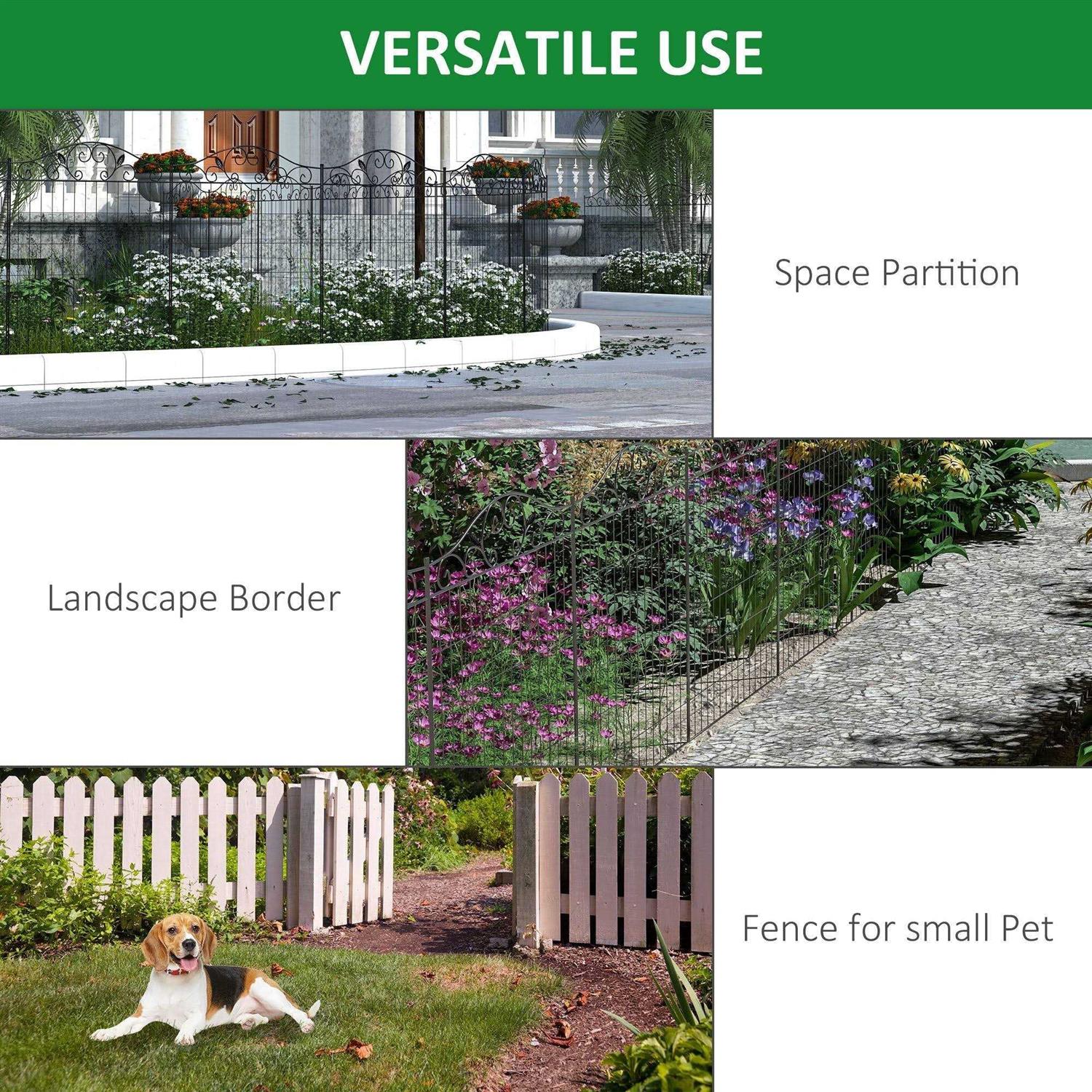 Outsunny Garden Decorative Fence 4 Panels 44in x 12ft Steel Border Edging for Landscaping - Image 5