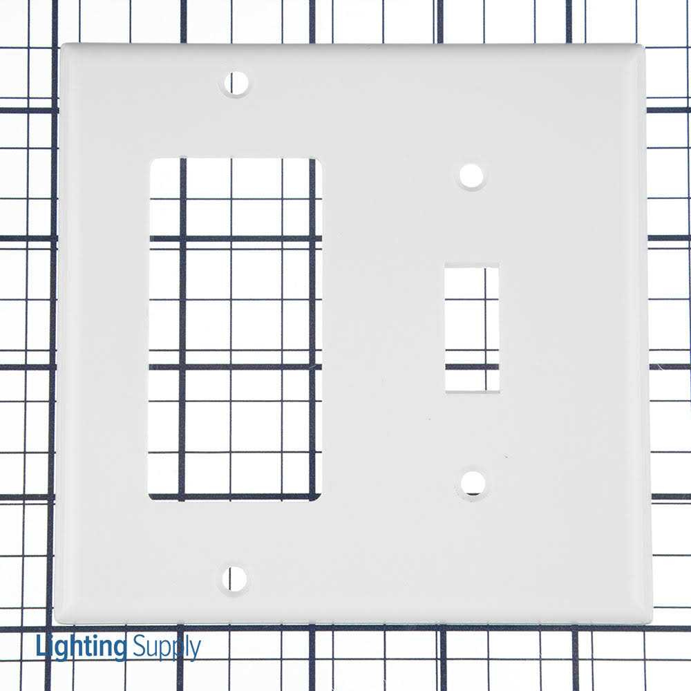 Leviton 80405-W 2-Gang 1-Toggle 1-Decora/GFCI Device Combination Wallplate, Standard size, Thermoset, Device Mount, White - Image 3