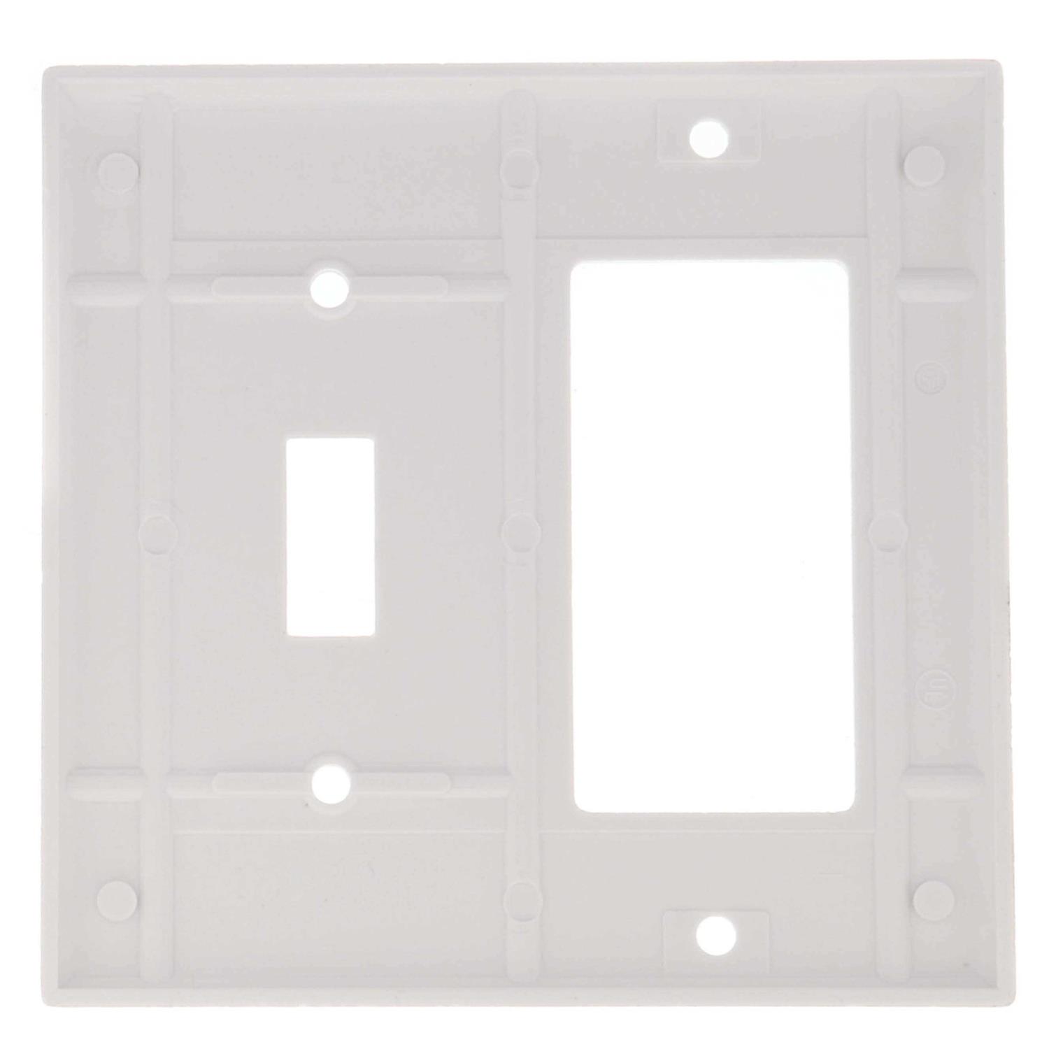 Leviton 80405-W 2-Gang 1-Toggle 1-Decora/GFCI Device Combination Wallplate, Standard size, Thermoset, Device Mount, White - Image 4