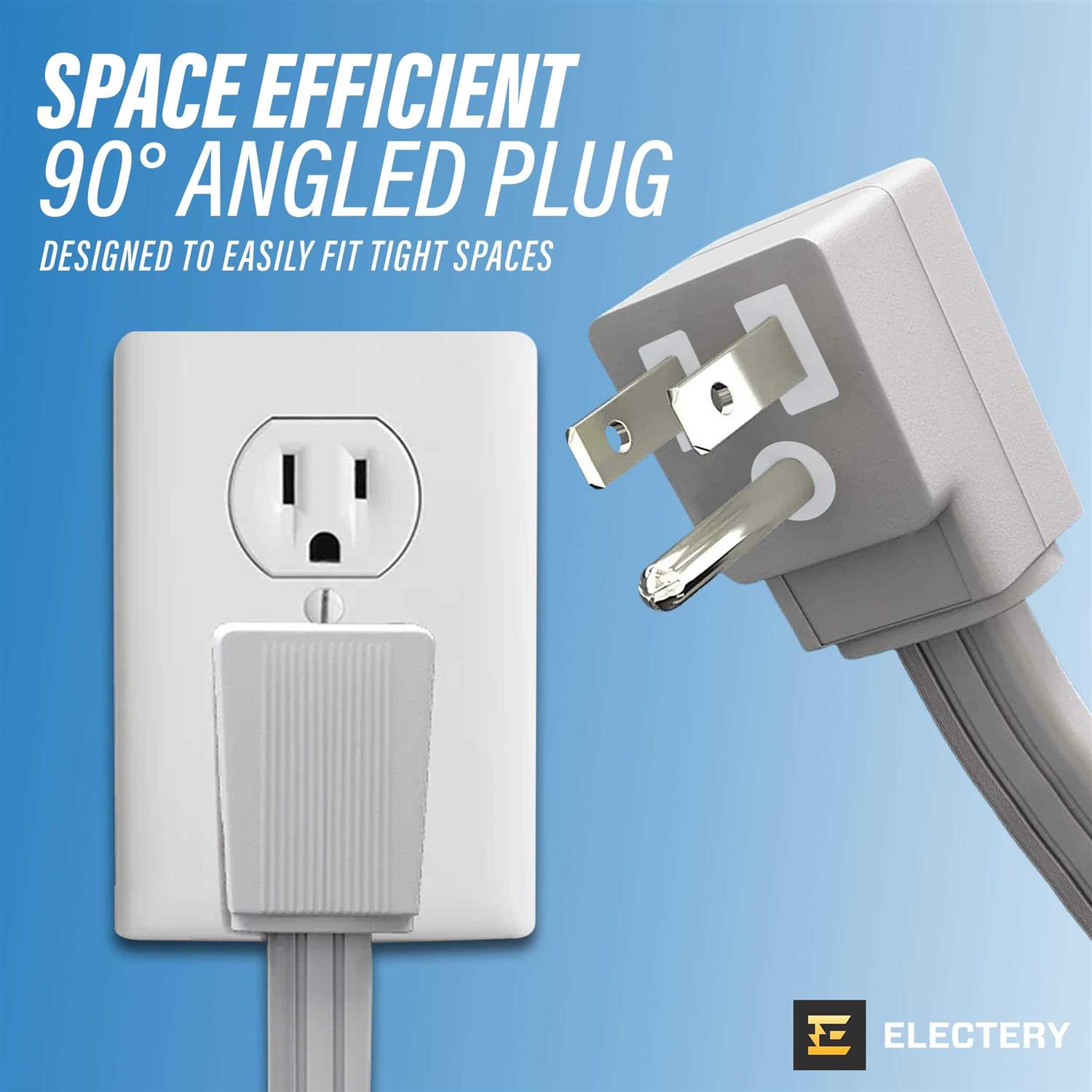 ELECTERY Heavy Duty Appliance Extension Cord, 14 AWG 3 Prong Grounded Flat Plug, Gray Power Wire for Indoor Air Conditioner and All Major - Image 2