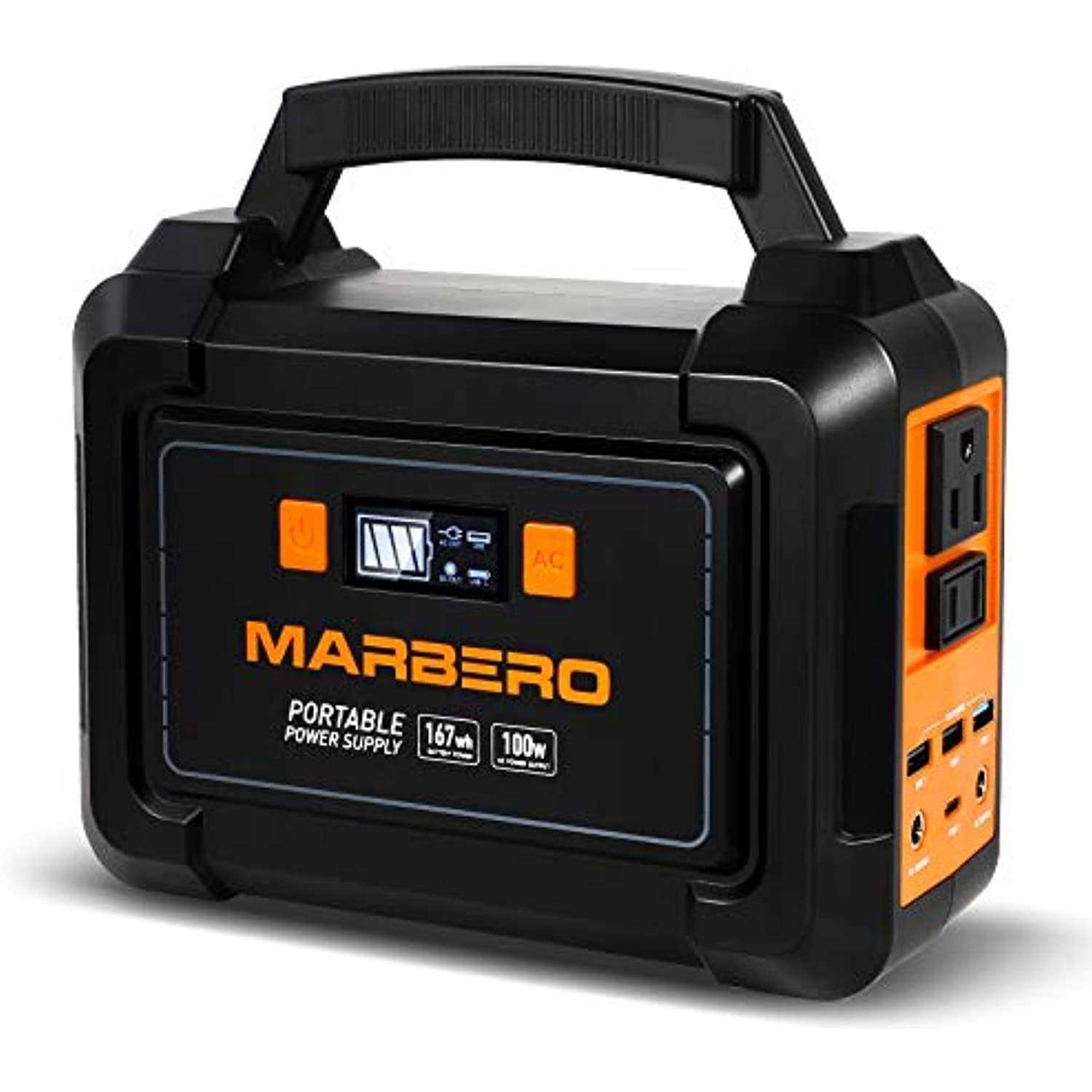 MARBERO 167Wh Portable Power Station 45000mAh Solar Generators Lithium Battery Power Supply with 110V AC Outlet