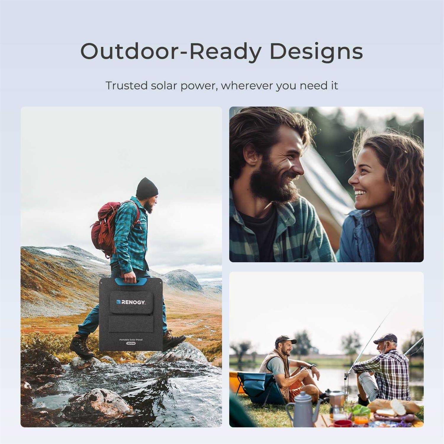 Renogy 200W Portable Solar Panel IP65 Waterproof Foldable Solar Panel Power Backup - Image 3