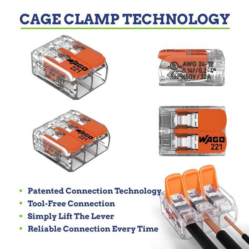 New Age America WAGO 221 Series 25pc Compact Splicing Wire Connectors Assortment Pack - Image 3