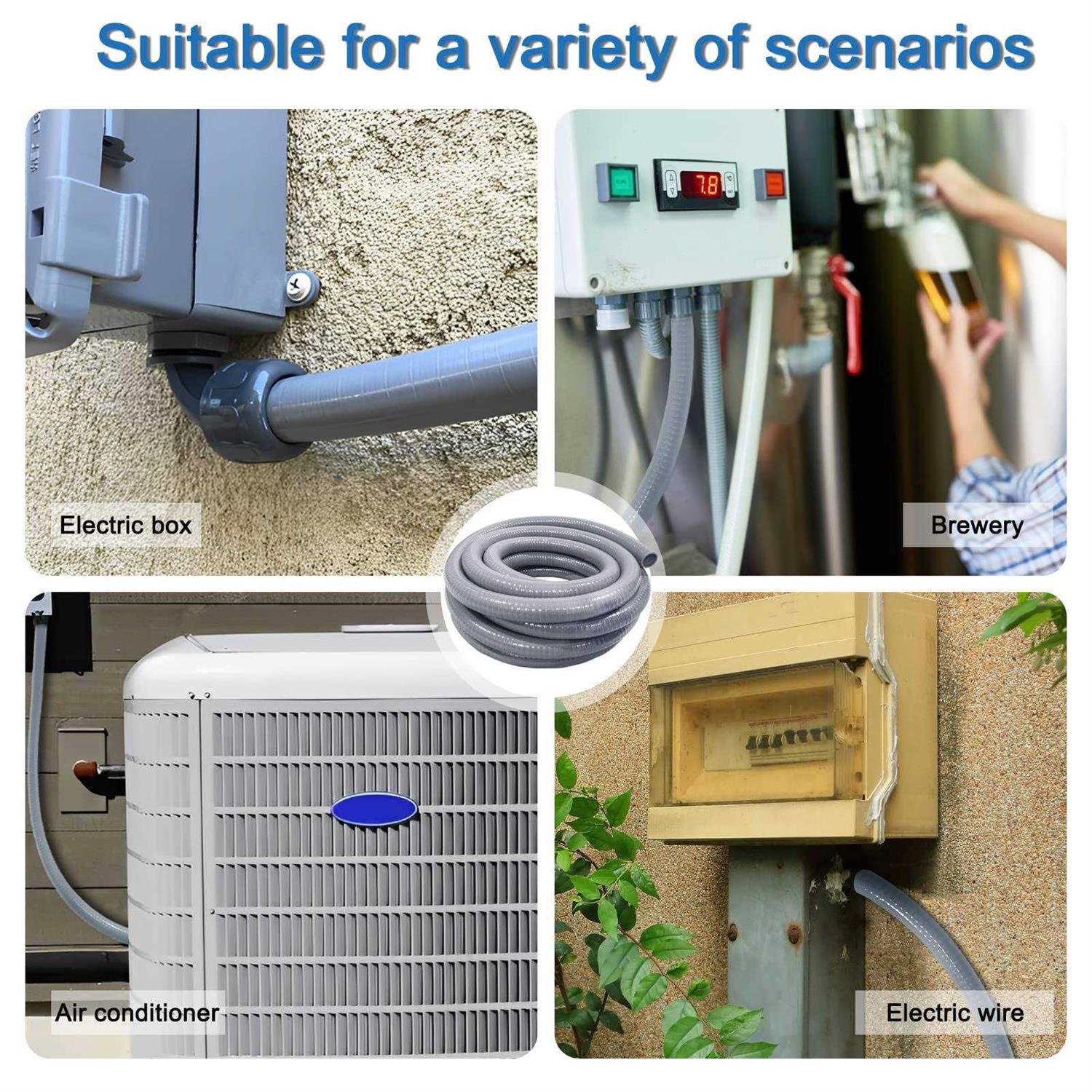 Ansgery 25ft Electrical Conduit Kit,with 5 Straight and 3 Angle Fittings Included,Flexible Non Metallic Liquid Tight Electrical Conduit - Image 4