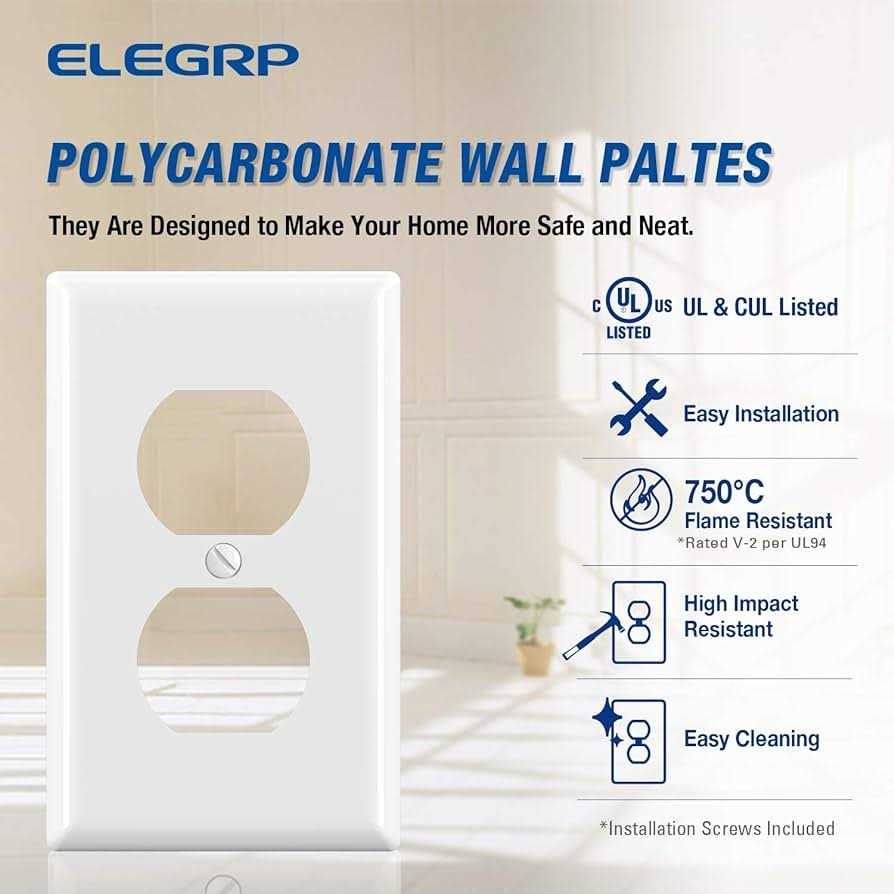 ELEGRP Duplex Receptacle Wall Plate 1-Gang Standard Size Wall Outlet Covers - Image 3