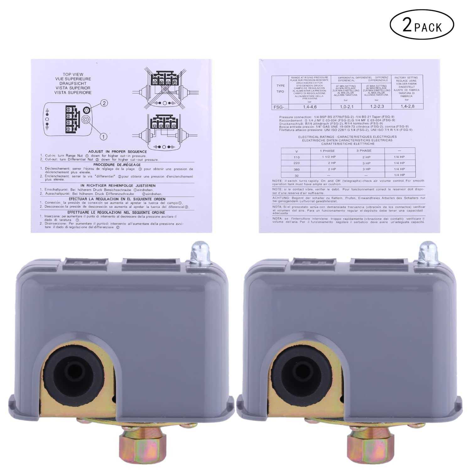 FanWayer Water 40/60 Pressure Switch for Well Pump 40-60 psi 1/4” Female NPT Pumptrol Pressure Switch Water Well Pressure Switch 40 60 - Image 5