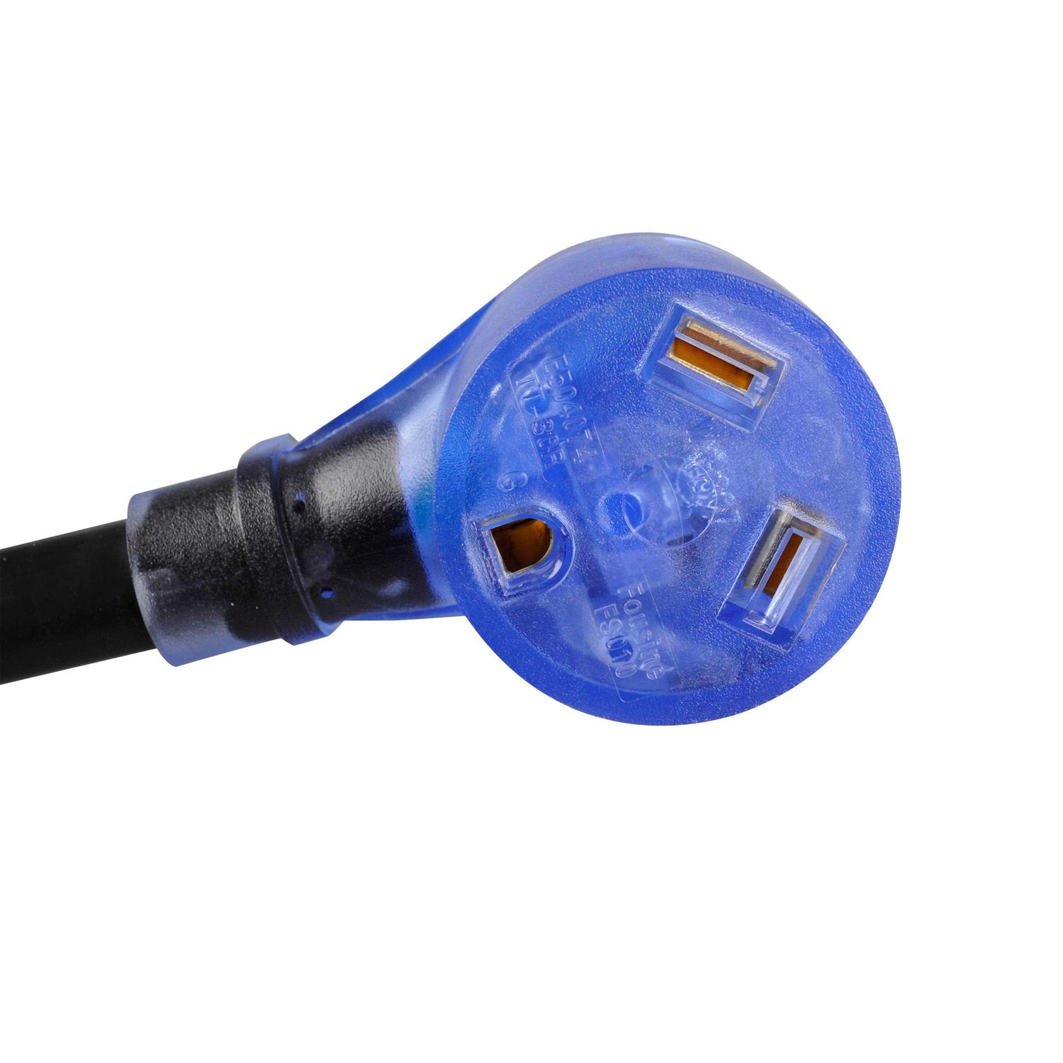 Auto Drive Autodrive 10/3 STW 50 to 30-Amp Universal RV Adapter Extension Cord with Lighted End - Image 4