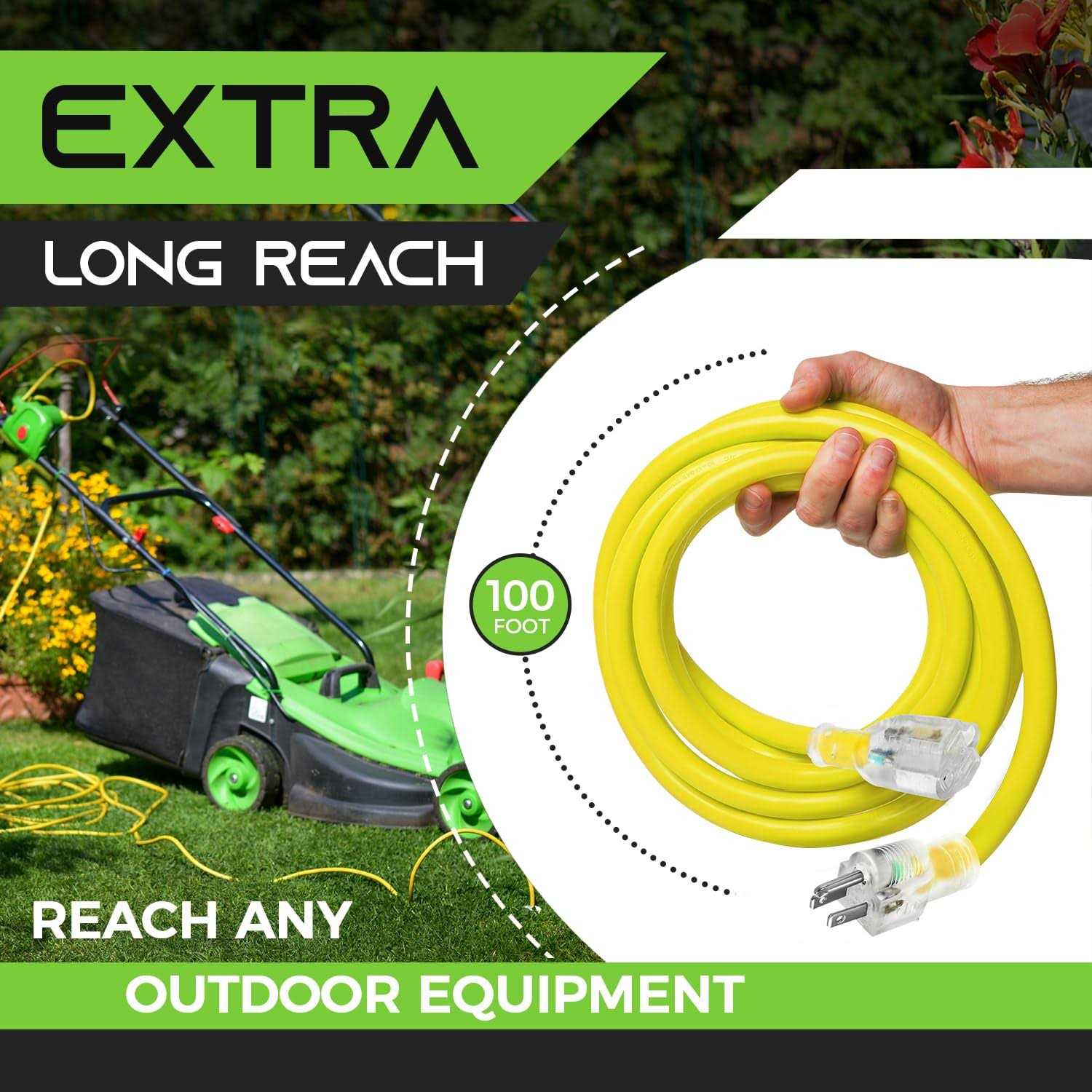 GearIT 14/3 Outdoor Extension Cord 14 AWG Gauge 3 Prong Plug - Image 4