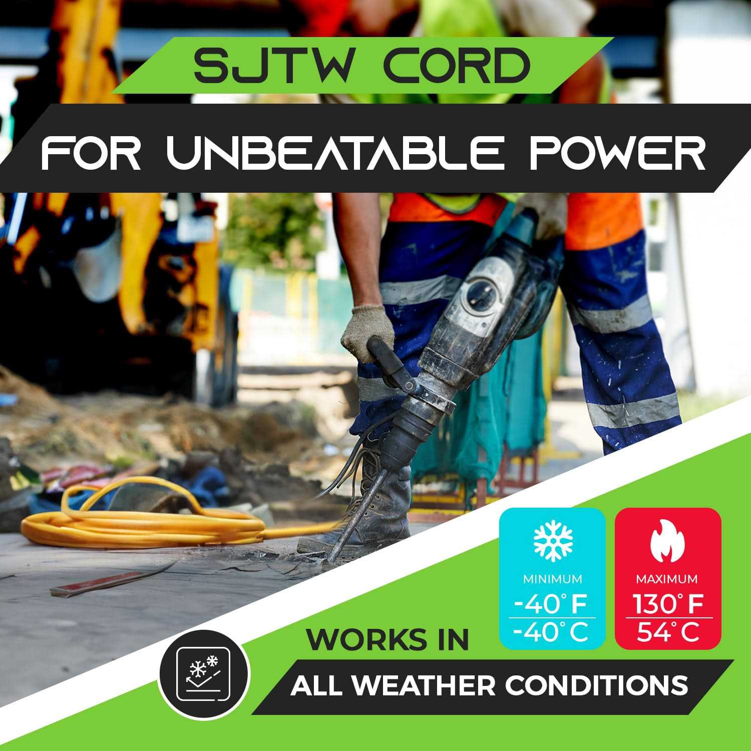 GearIT 14/3 Outdoor Extension Cord 14 AWG Gauge 3 Prong Plug - Image 5