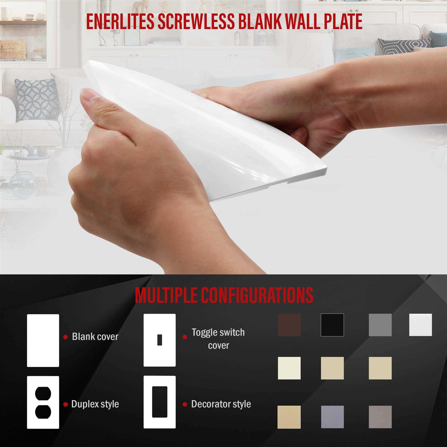 Enerlites Screwless Double Blank Wall Plate Child Safe Two Gang Blank Device Outlet Cover - Image 3