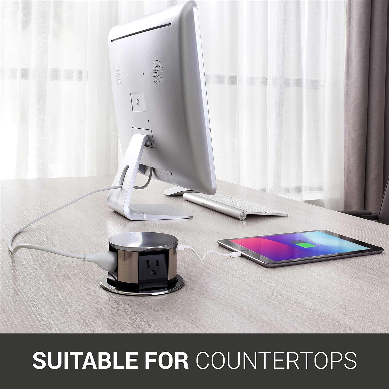 Link2Home Space Saver Pop Up Outlet 3 Power Outlets 15A - Image 4