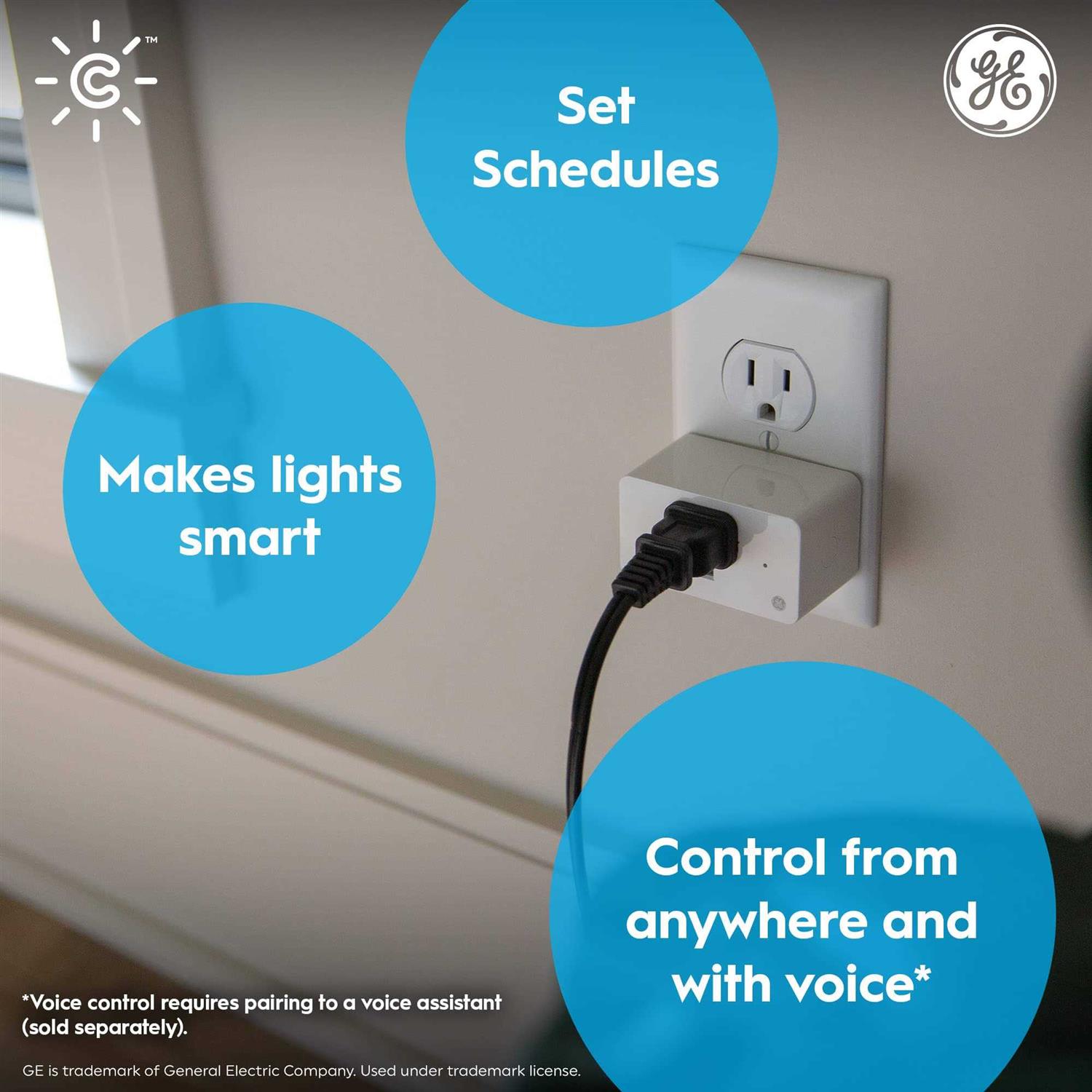 GE Cync Indoor Smart Plug, Bluetooth and Wi-Fi Smart Outlet Socket - Image 2