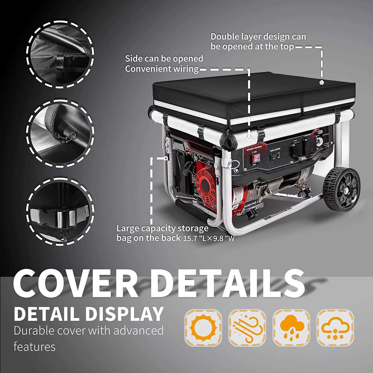 GUYISS Generator Covers While Running Heavy Duty Waterproof 600D+210D Waterproof oxford fabric - Image 4