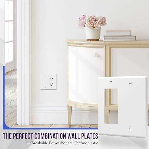 Enerlites 2-Gang Decorator Outlet/Blank Combination Wall Plate 880131-W - Image 5