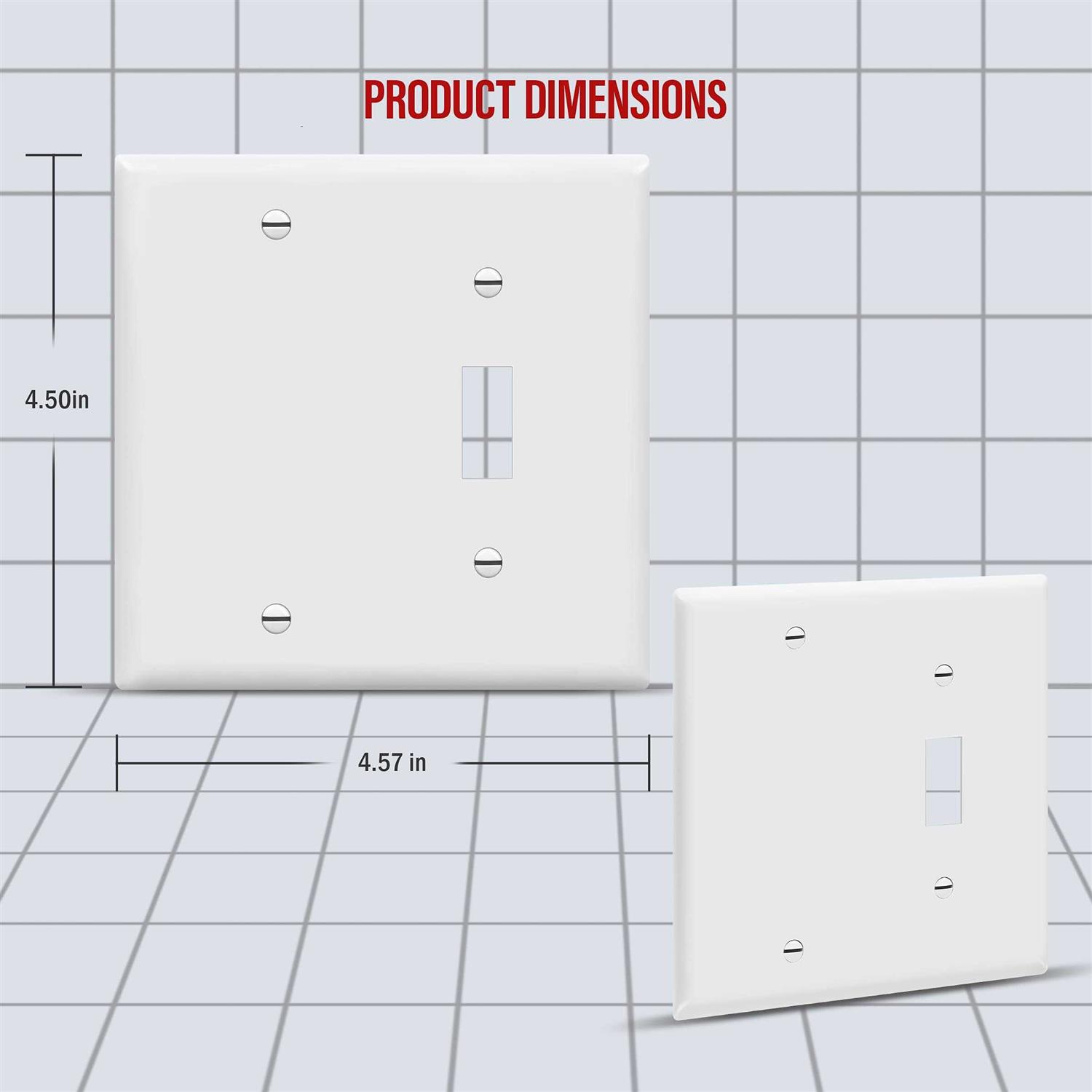 Enerlites 880111-W 2-Gang Blank/Toggle Wall Switch Plate - Image 3