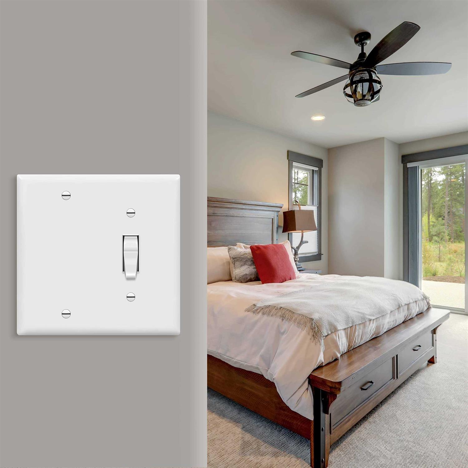 Enerlites 880111-W 2-Gang Blank/Toggle Wall Switch Plate - Image 5