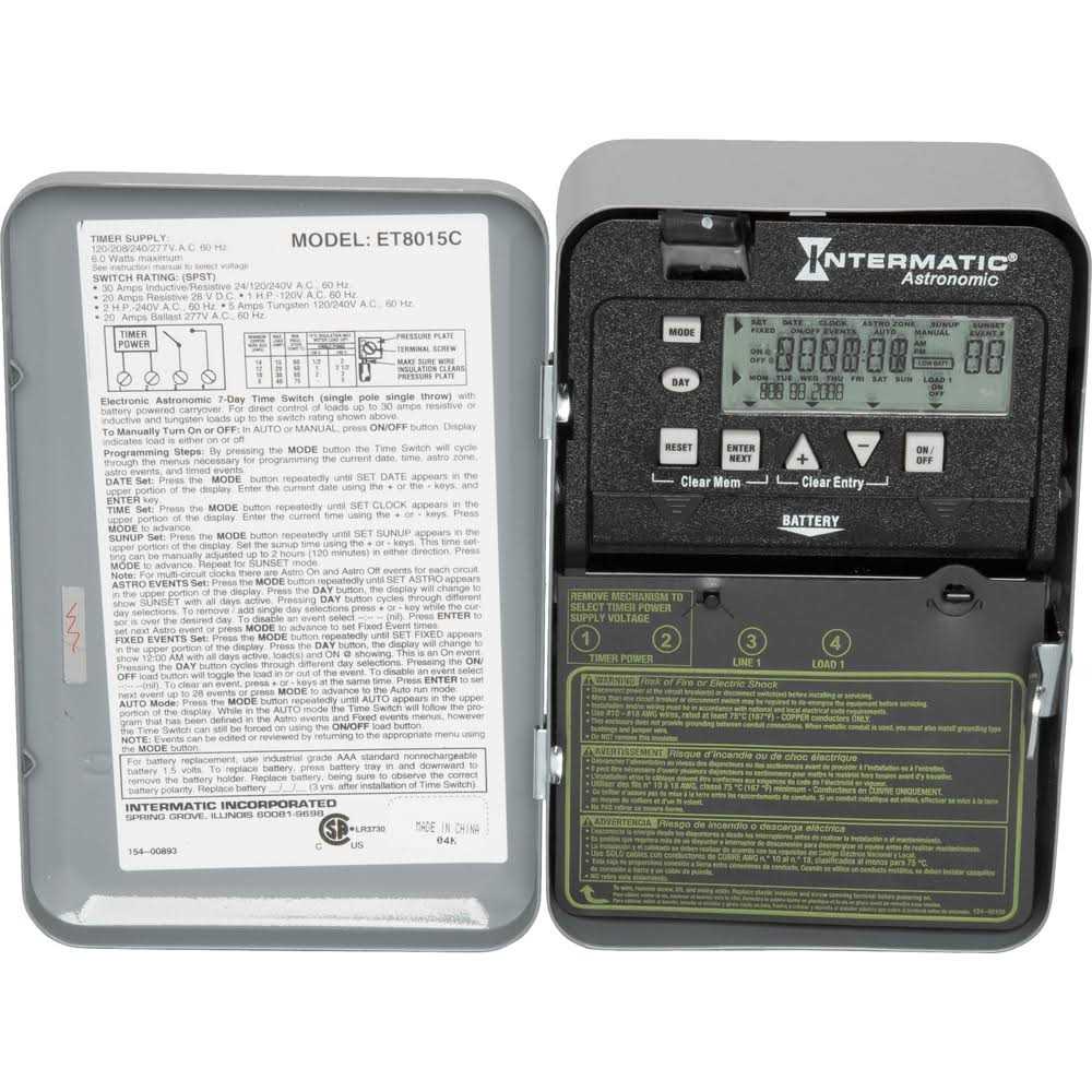 Intermatic ET8015C 7-Day 30-Amp SPST Electronic Astronomic Time Switch - Image 4