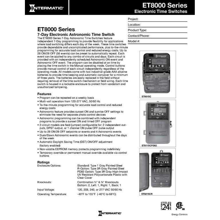 Intermatic ET8015C 7-Day 30-Amp SPST Electronic Astronomic Time Switch - Image 5