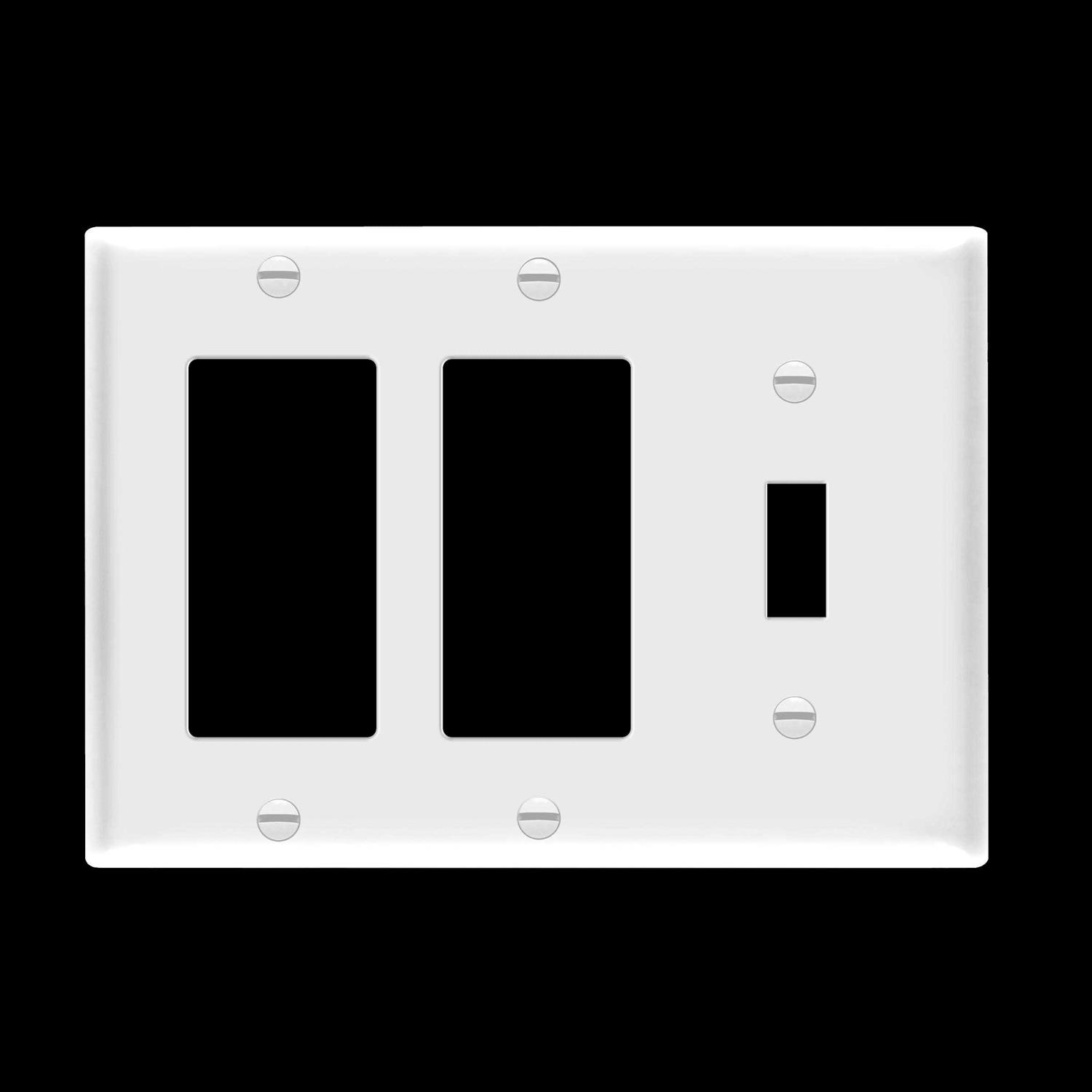 Enerlites Combination Toggle Switch / Double Decorator Rocker Wall Plate - Image 5