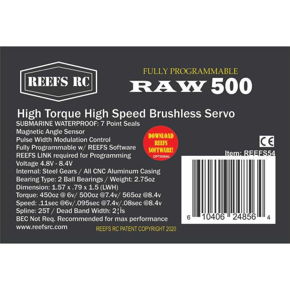 Reefs RC Raw 500 High Torque High Speed HV Waterproof Brushless Servo - Image 5
