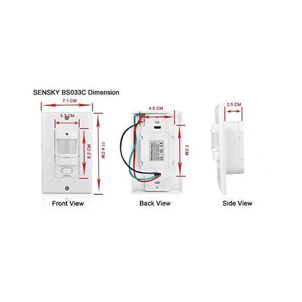 Sensky BS033C 110v Motion Sensor Light Switch 180 Degree View Occupancy Sensor Switch - Image 5
