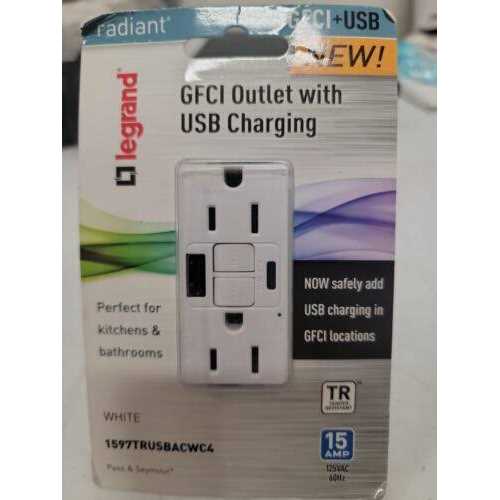 Legrand Radiant 15-Amp White Tamper-Resistant Self Test GFCI with USB Type-A/C Outlet - Image 4