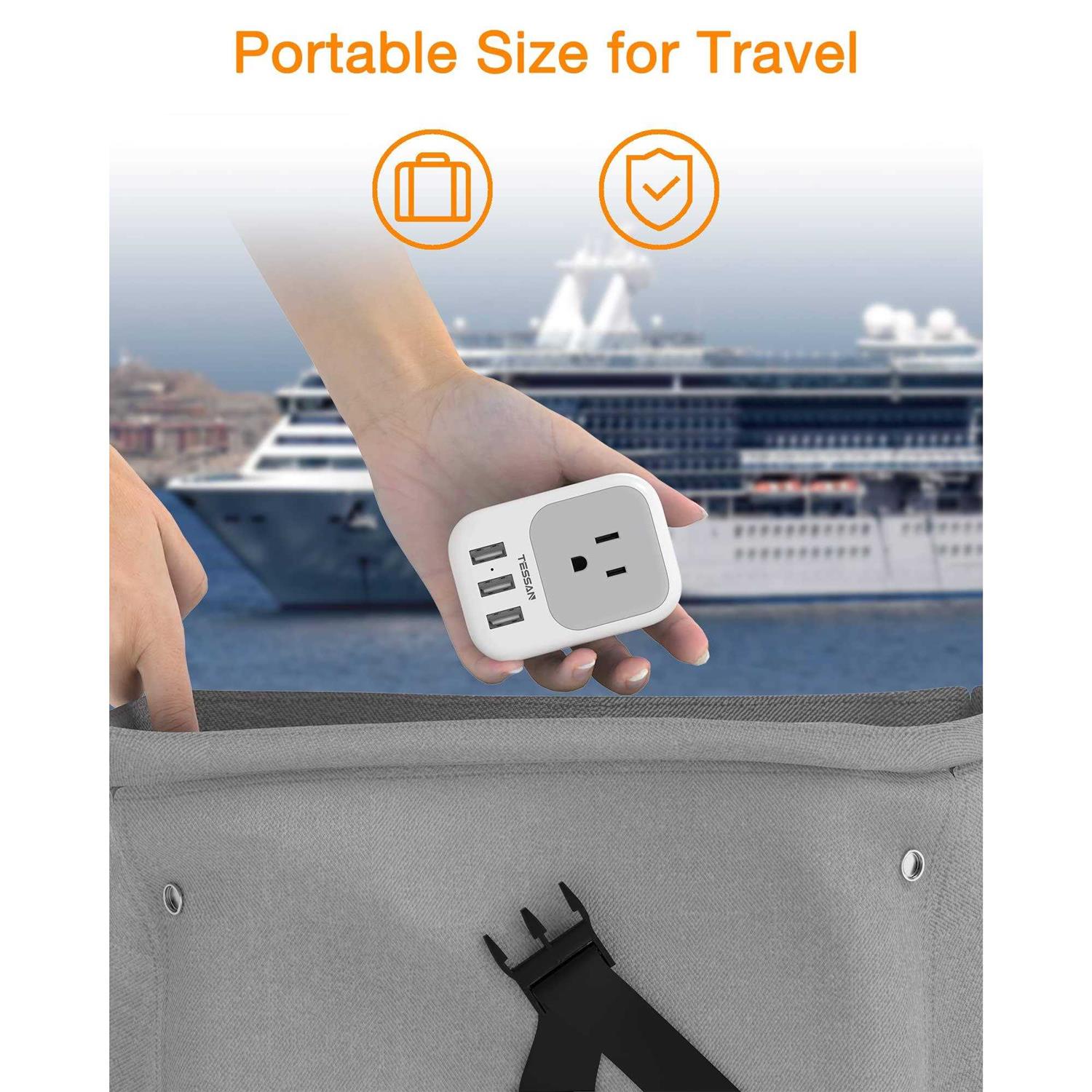 Multi Plug Outlet Extender with USB TESSAN Electrical 4 Box Splitter 3 USB Wall Charger - Image 3