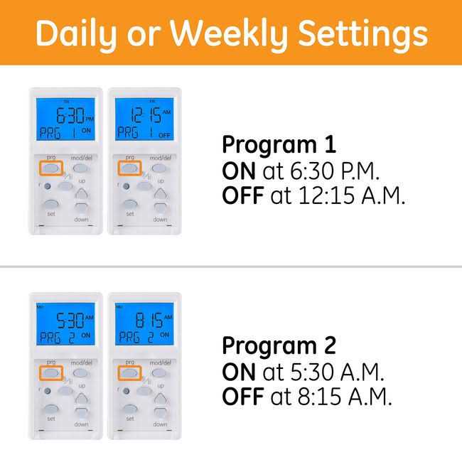 GE SunSmart Digital In-Wall Timer Daily ON/Off Times - Image 5