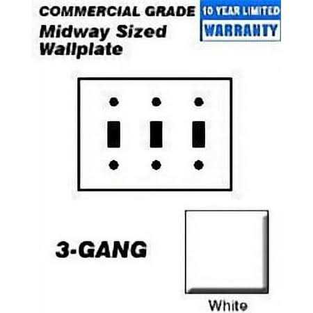 Leviton Three-Gang Toggle Switch Midway Size White Wall Plate PJ3-W - Image 3