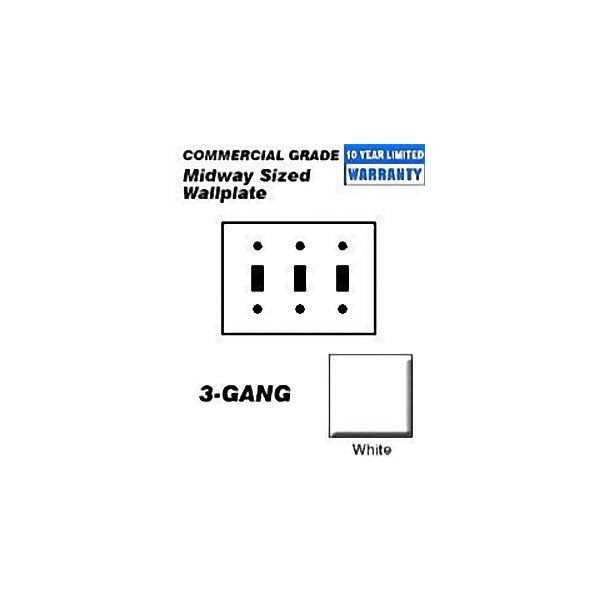 Leviton Three-Gang Toggle Switch Midway Size White Wall Plate PJ3-W - Image 5