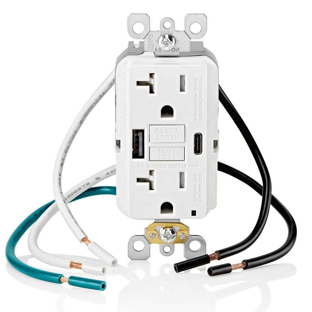 Leviton GUAC2-W 20A SmartlockPro Self-Test GFCI Combination 24W Type A/C USB In-Wall Charger Outlet - Image 5