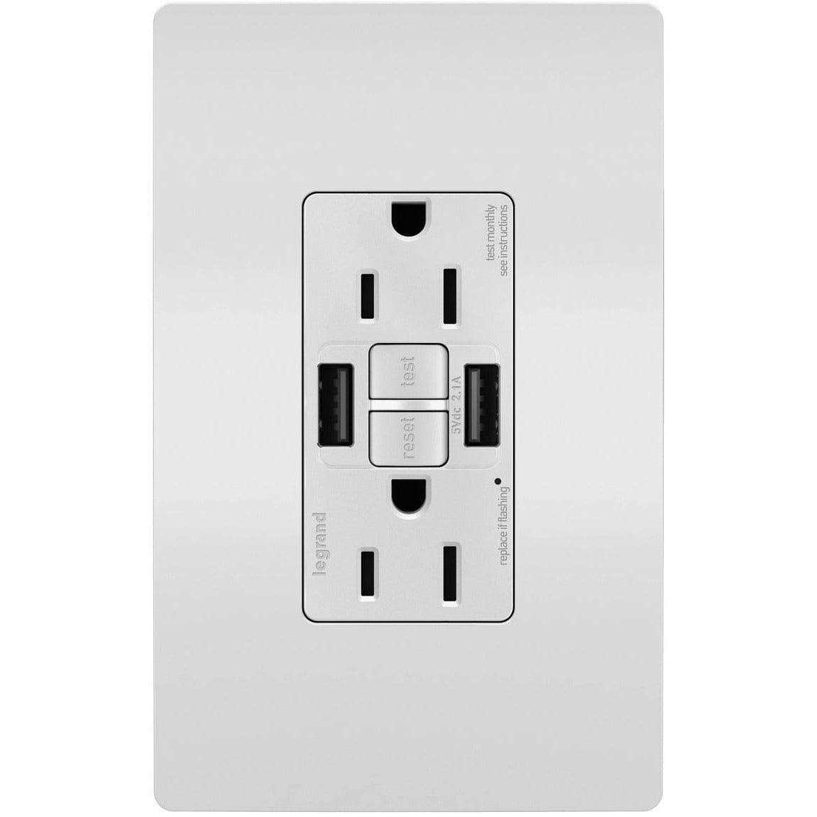 Legrand - Self-Test GFCI Recep TR 15A w/ USB AA in White - Image 3