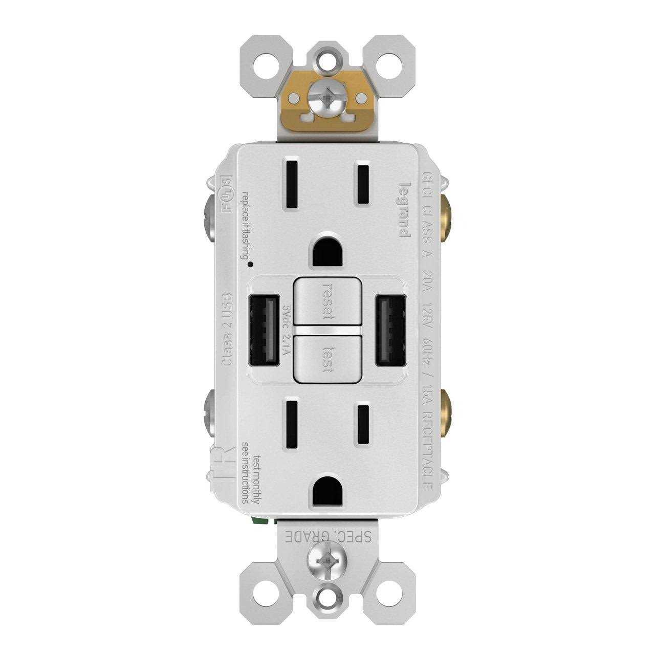Legrand - Self-Test GFCI Recep TR 15A w/ USB AA in White - Image 4
