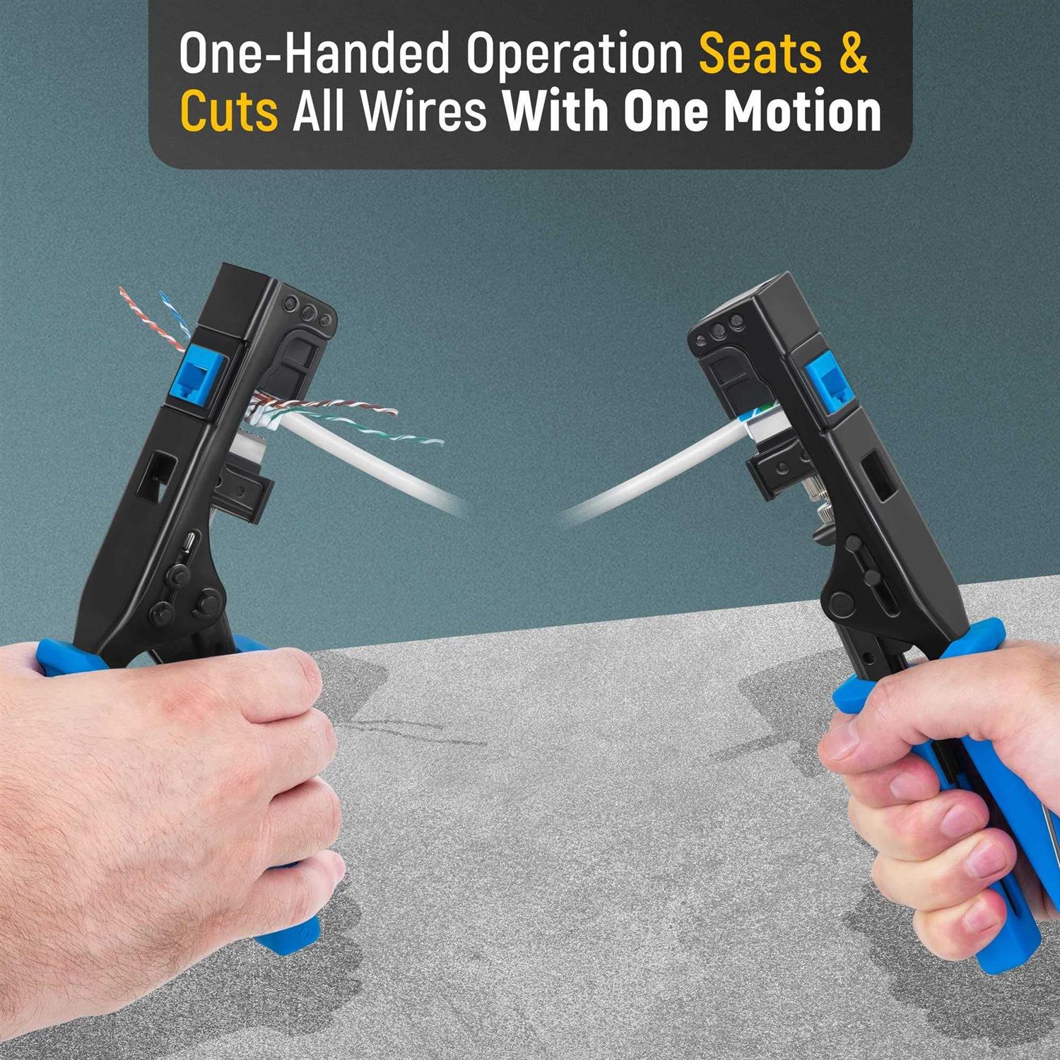 Everest Media Solutions easyJACK 90° Angled Speed Termination Tool with 20-Pack of 90° Angled CAT6/5e Keystone Jacks - Image 3